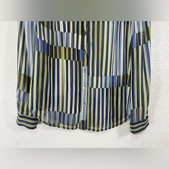 Classiques Entier 100% Silk Sheer Collared Button Down Shirt Women’s Small - Picture 7 of 13
